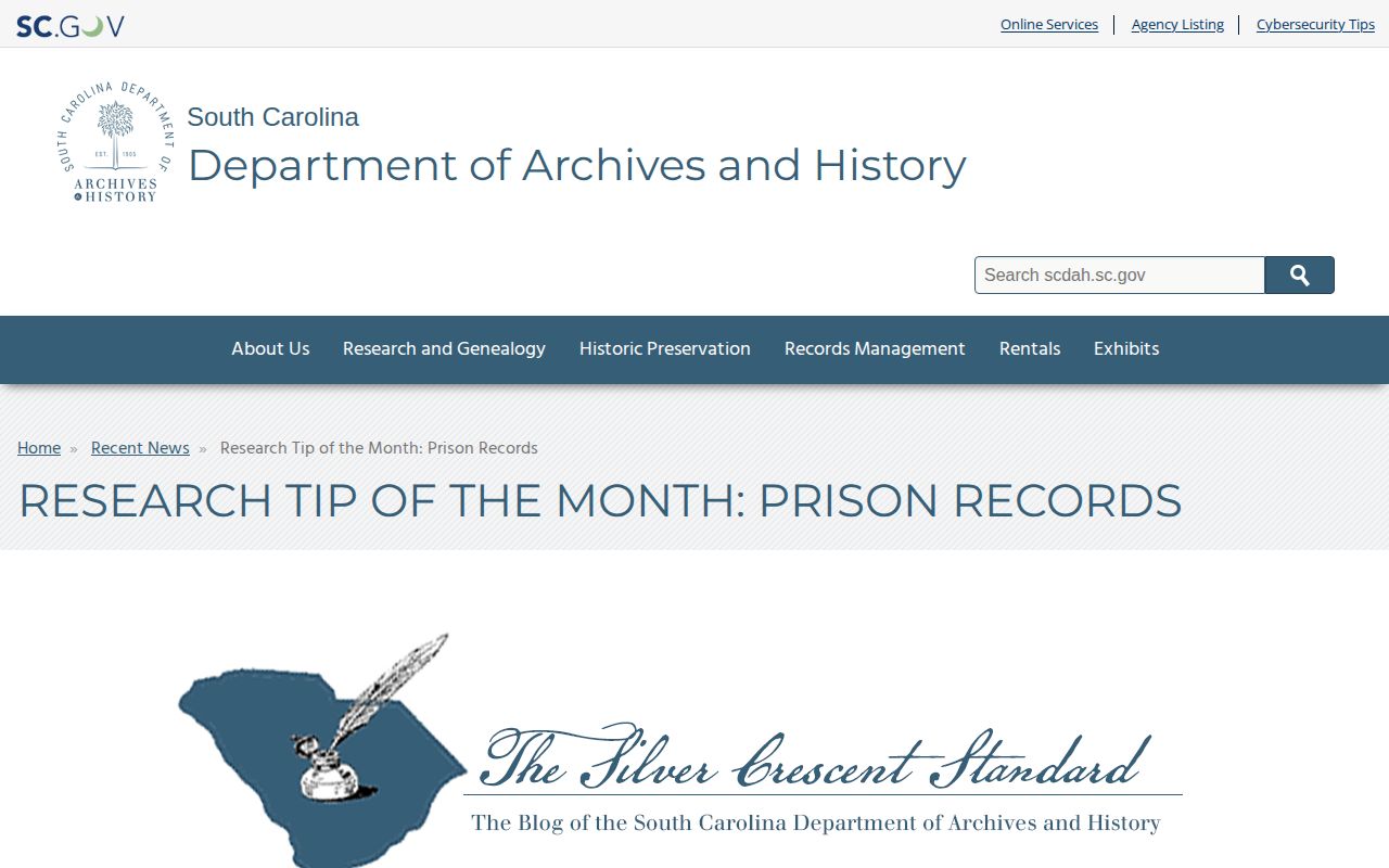 South Carolina archives guidance for historical corrections records related to Saluda County